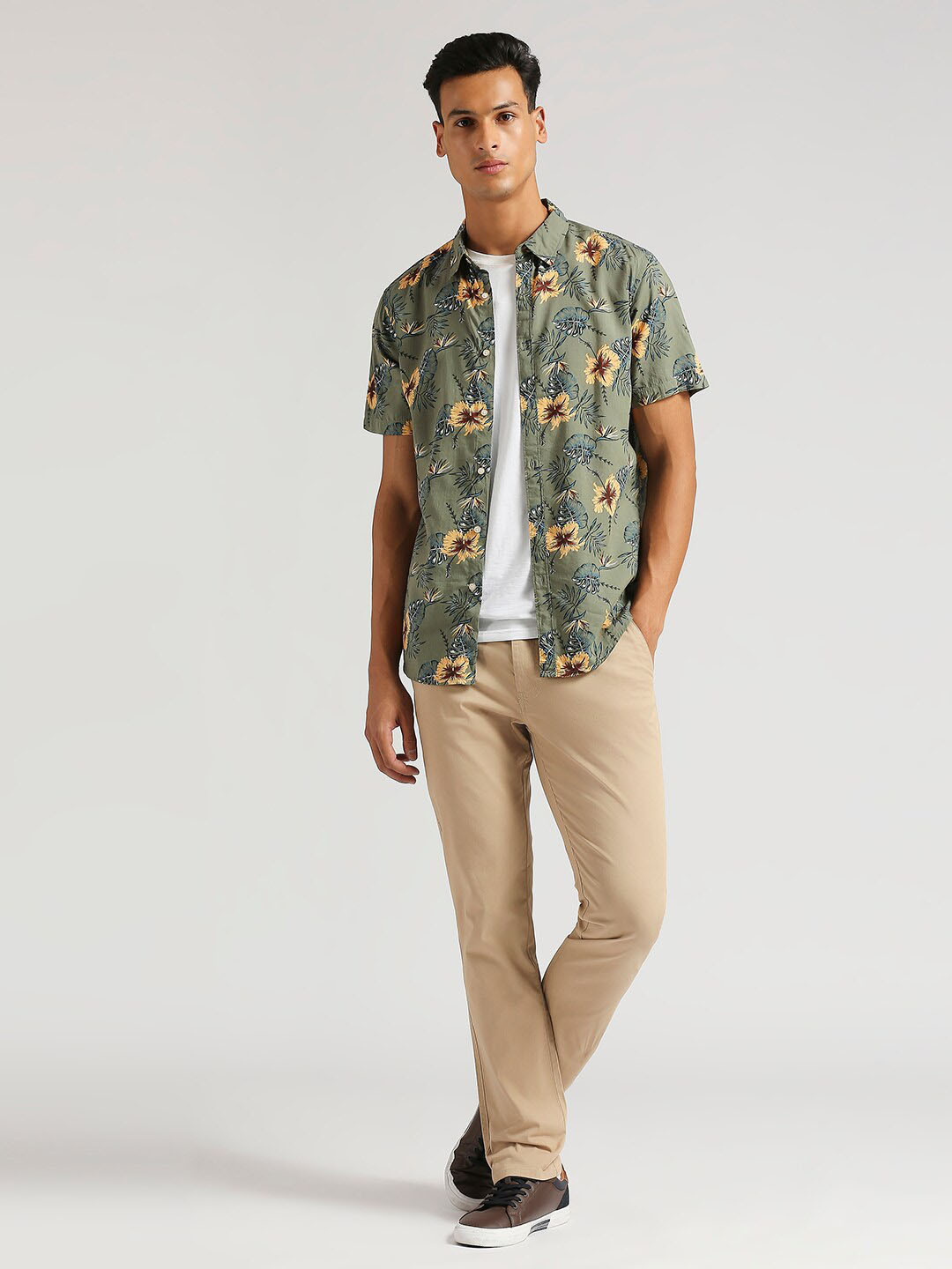 Pepe Jeans Floral Opaque Printed Cotton Modal Casual Shirt
