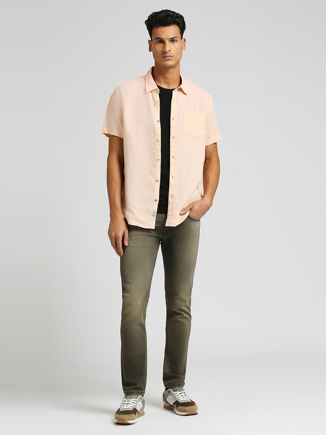 Pepe Jeans Linen Chambray Weave Casual Shirt