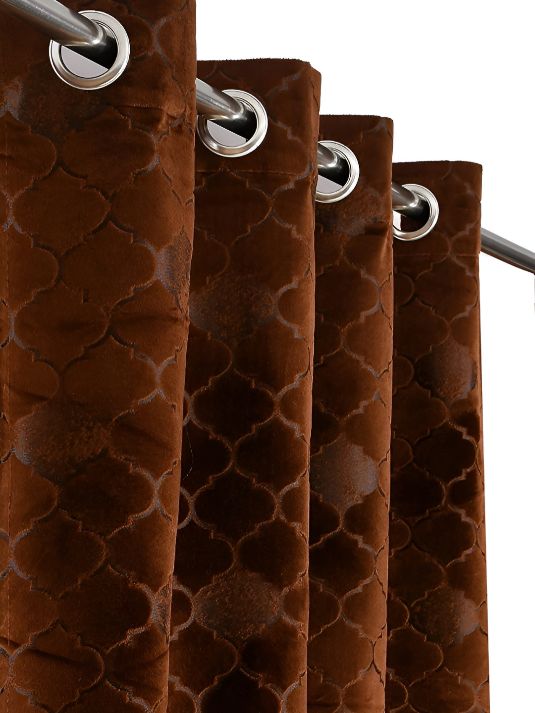 RIDHAAN Brown 2 Pcs Texture Room Darkening Window Curtains