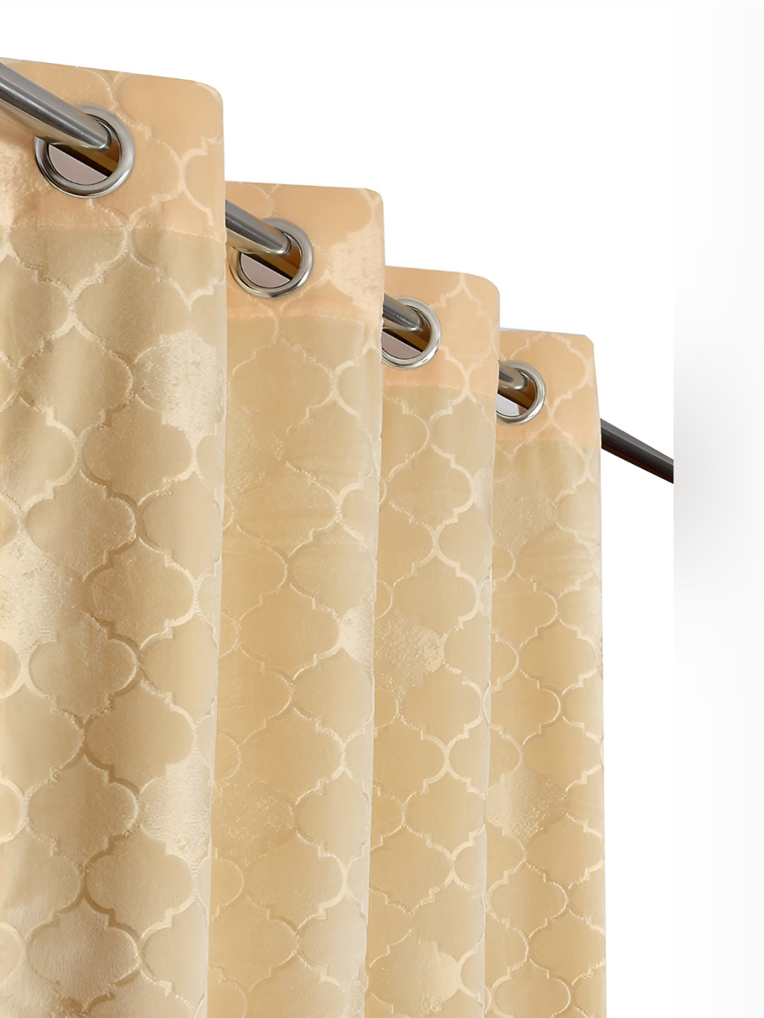 RIDHAAN Cream Coloured 2 Pcs Texture Room Darkening Window Curtains