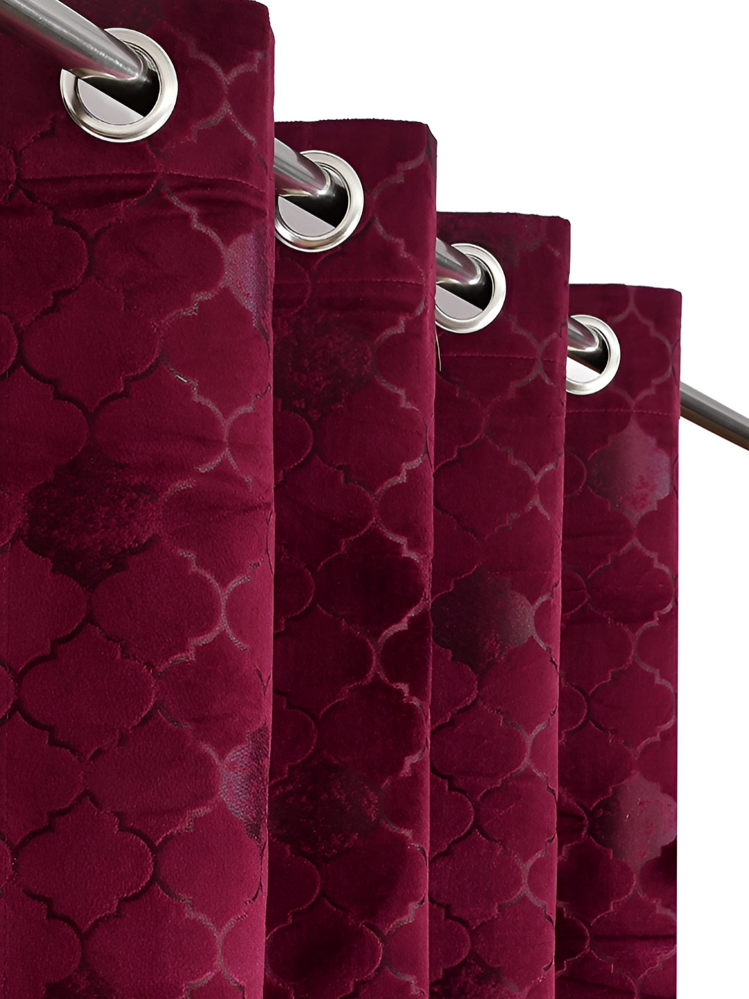 RIDHAAN Burgundy 2 Pieces Ethnic Motifs Room Darkening Window Curtains