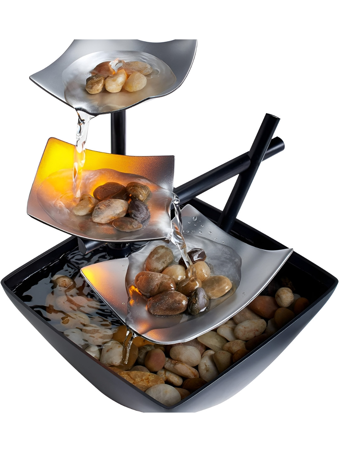 THE ARTMENT Grey & Black Modern Art Zen Water Fountain