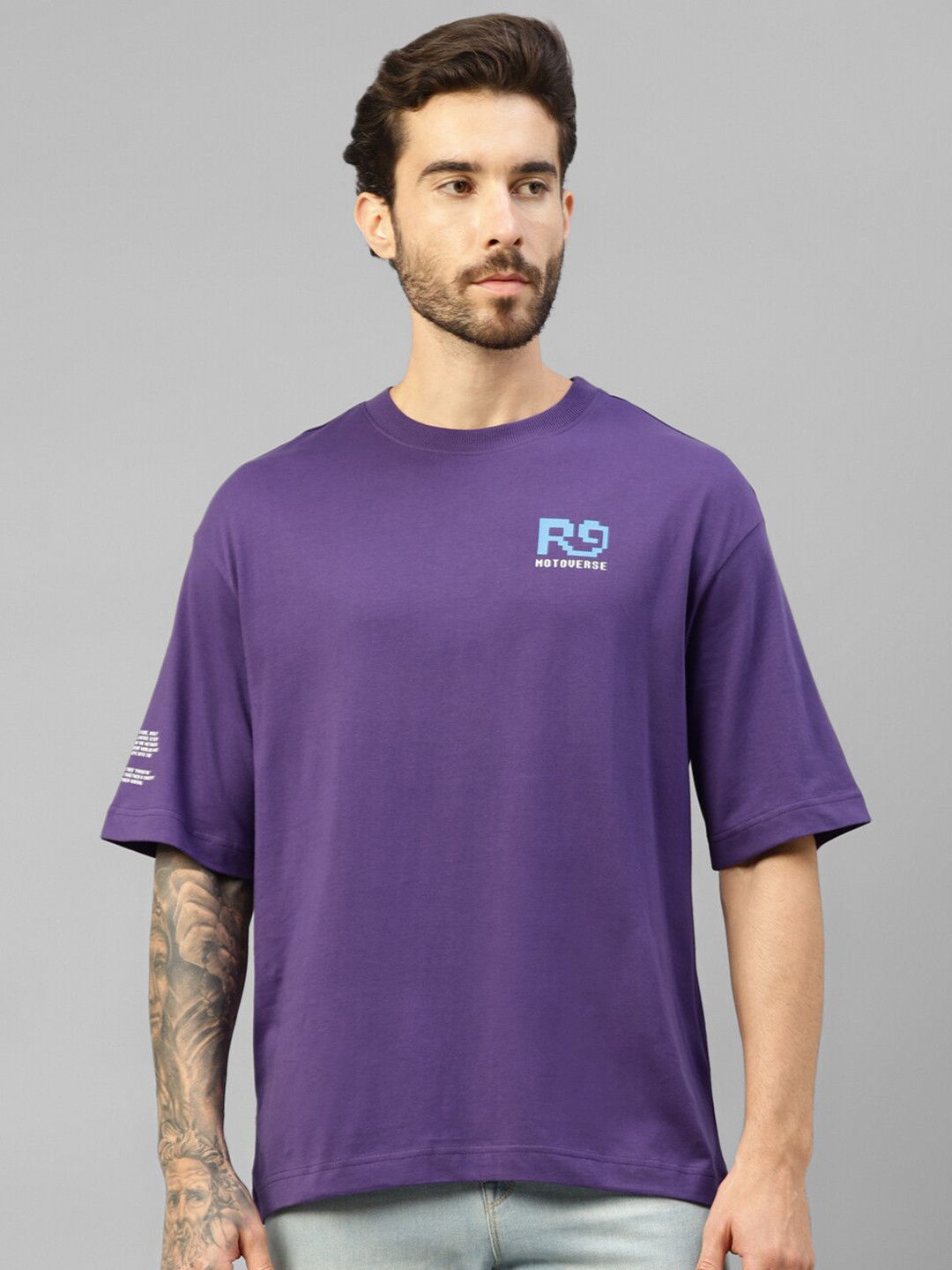 Royal Enfield Moto Emoji Graphic Printed Drop Shoulder Oversized T-shirt