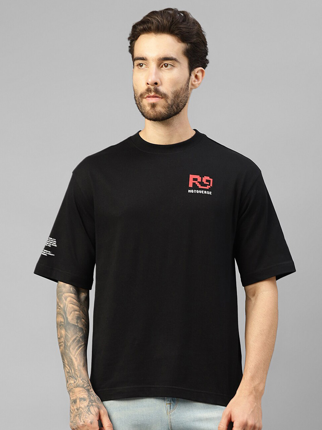 Royal Enfield Moto Emoji Graphic Printed Drop Shoulder Oversized T-shirt