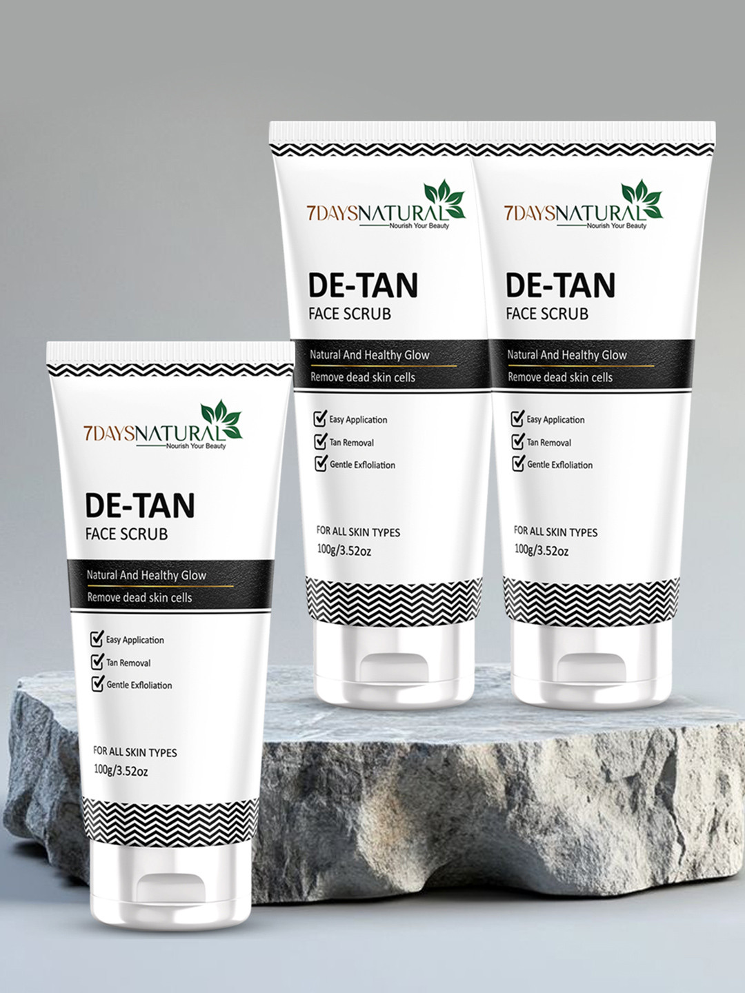 7DAYSNATURAL Feel Of Nature Set Of 3 De-Tan Face Scrub With Vitamin C - 100g Each