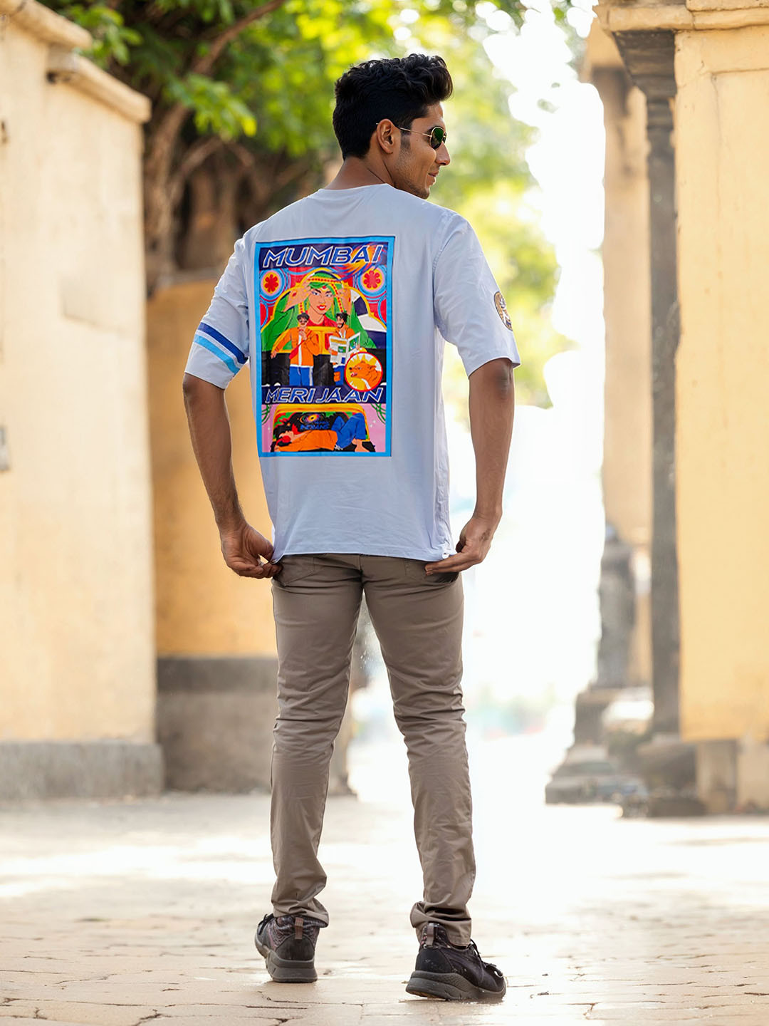 Celio Mumbai Indians Graphic Printed Oversized Cotton T-shirt