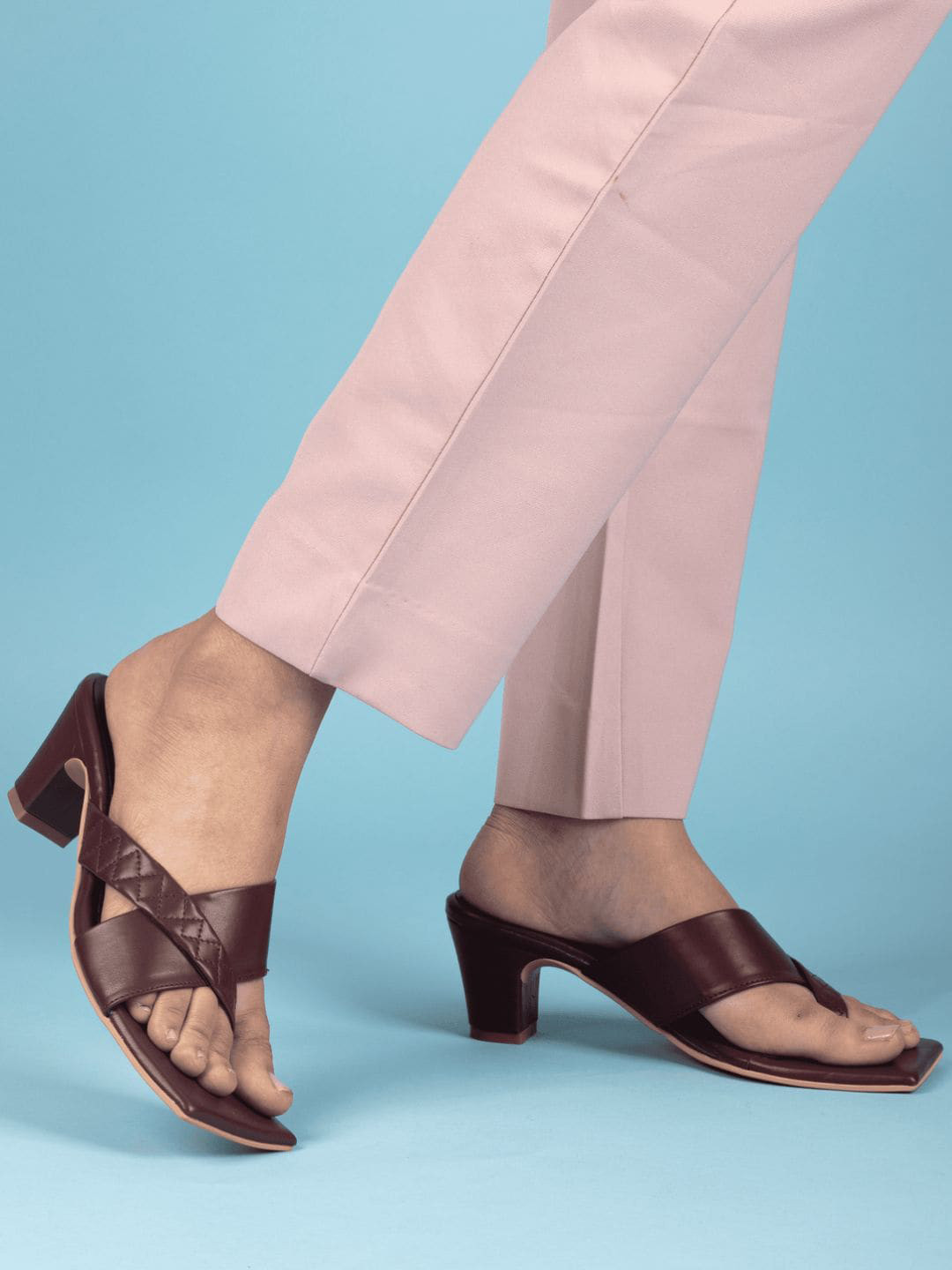 RIVR Textured Open Toe Block Heels