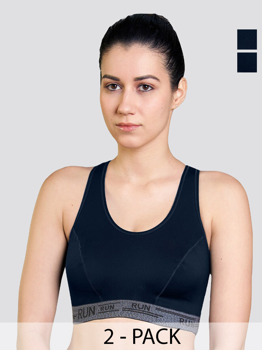 K LINGERIE Pack of 2 Kristen Sports Bra For Workout & Gym Activities DBLU-DBLU