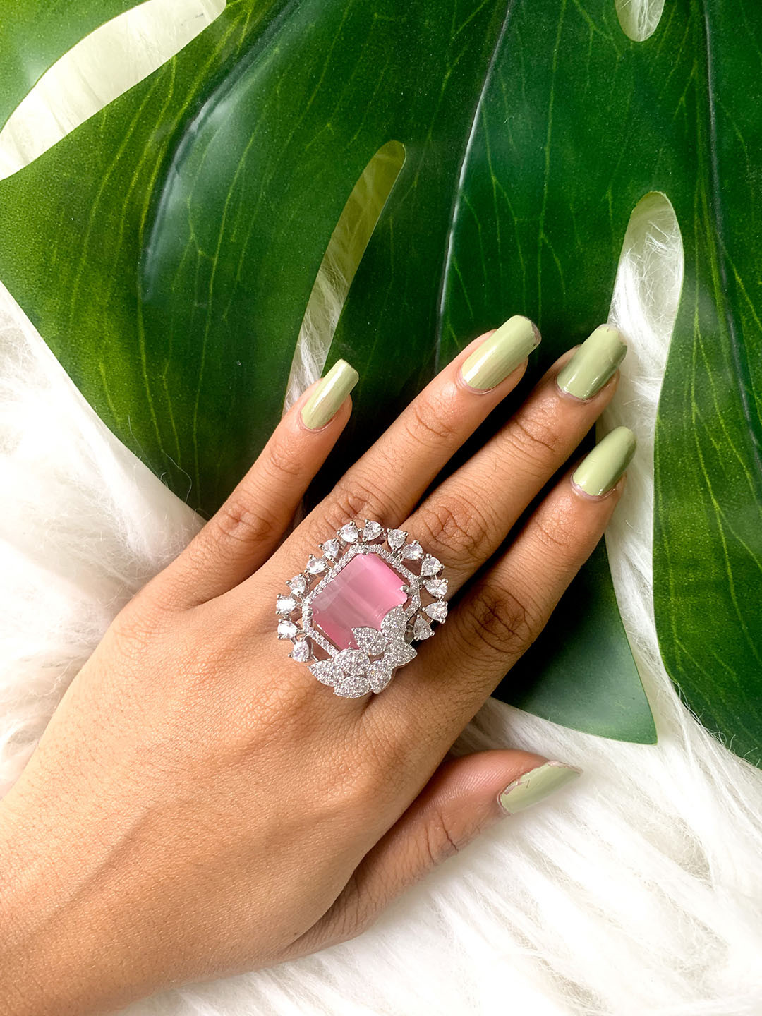 I Jewels Silver Plated & Square Shape Finger Ring