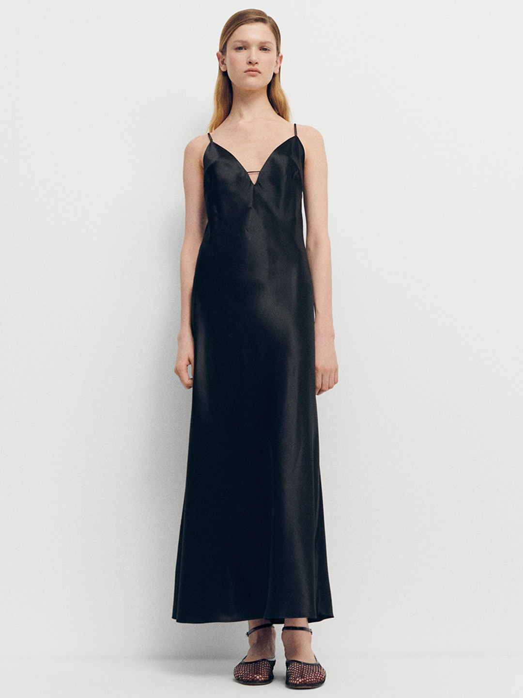 MANGO Satin Sheath Maxi Dress