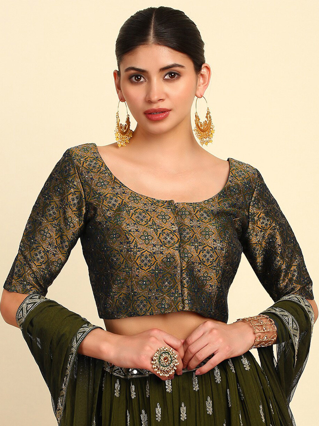 Soch Woven Design Padded Saree Blouse