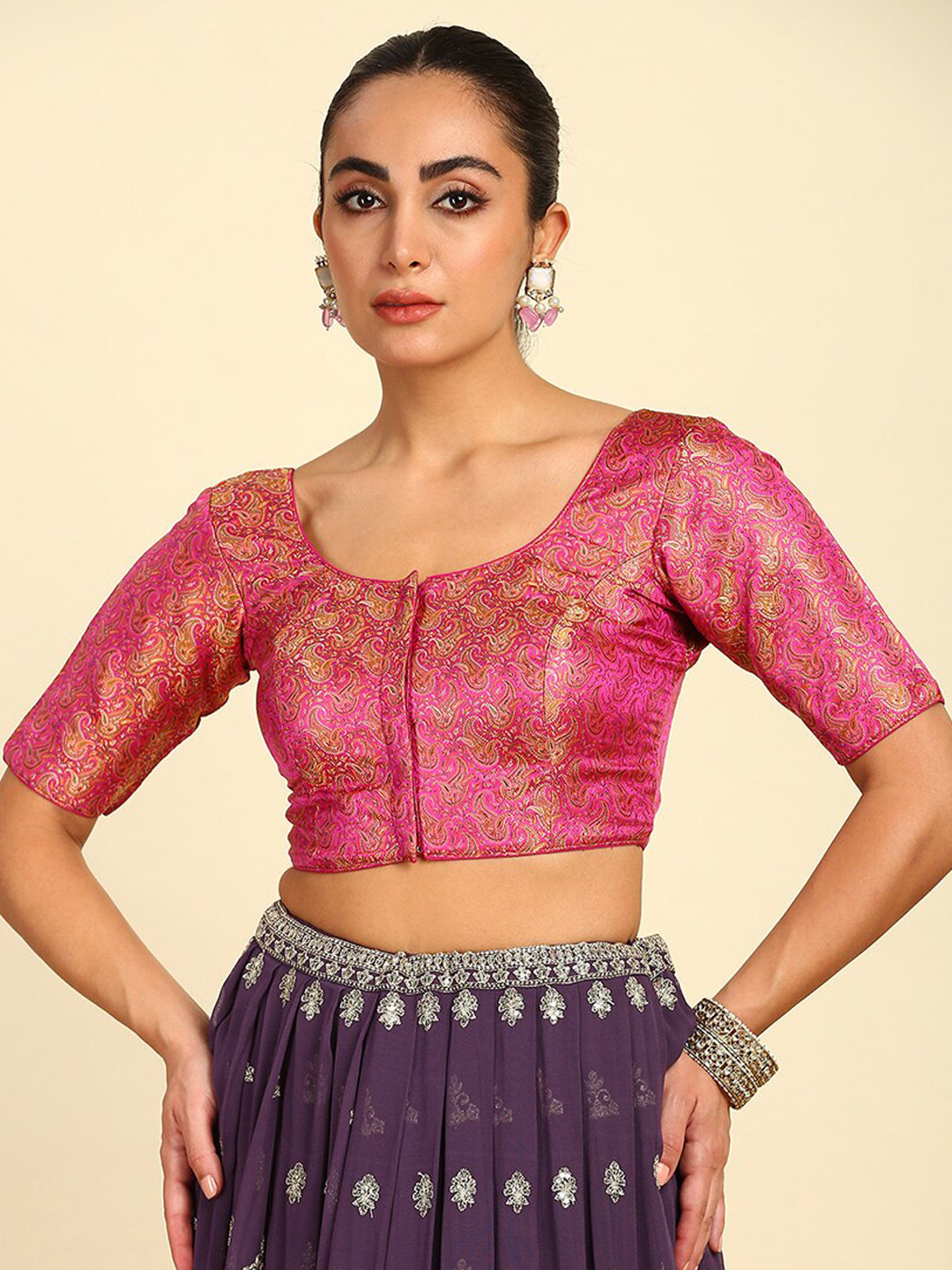 Soch Woven Design Padded Saree Blouse