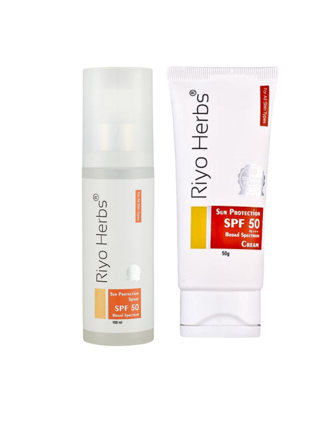 Riyo Herbs Sun Protection Sunscreen Cream & Spray SPF50 Broad Spectrum - 50g & 100ml