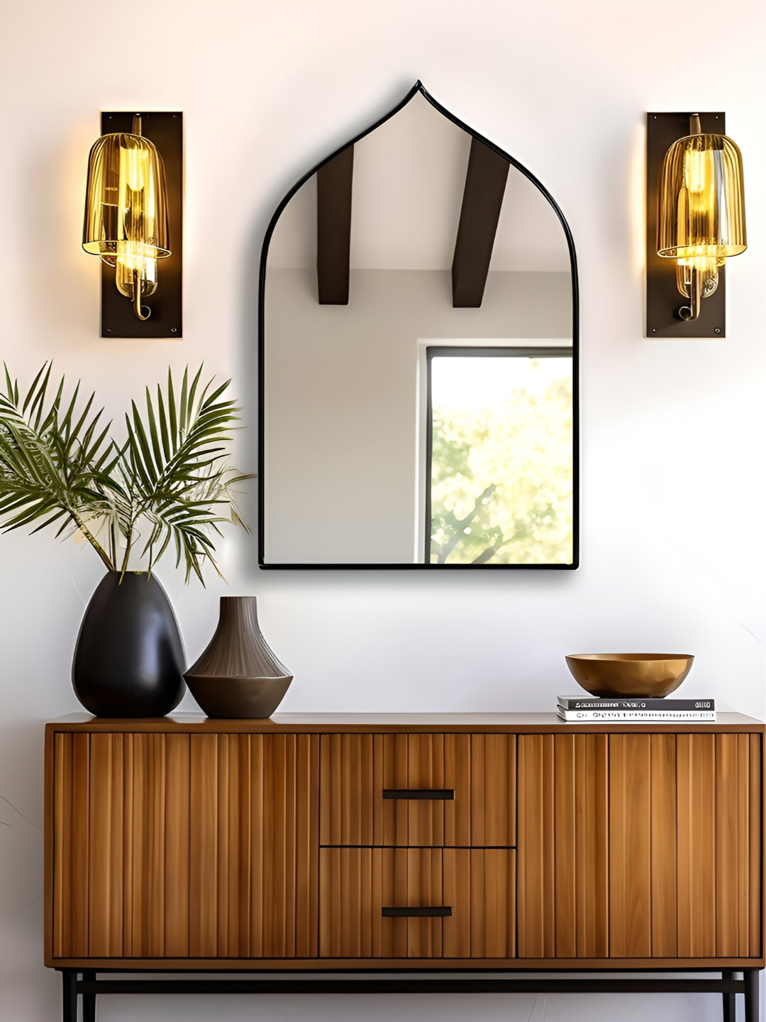 THE HANDMADE FLAIR Black Irregular Mirror Wall Decor