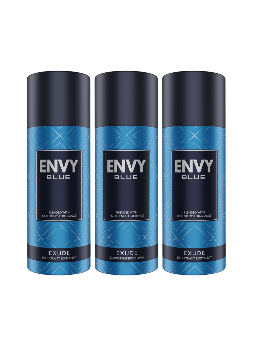 ENVY Men Set of 3 Blue Exude Long Lasting Deodorant Body Spray - 105 g each