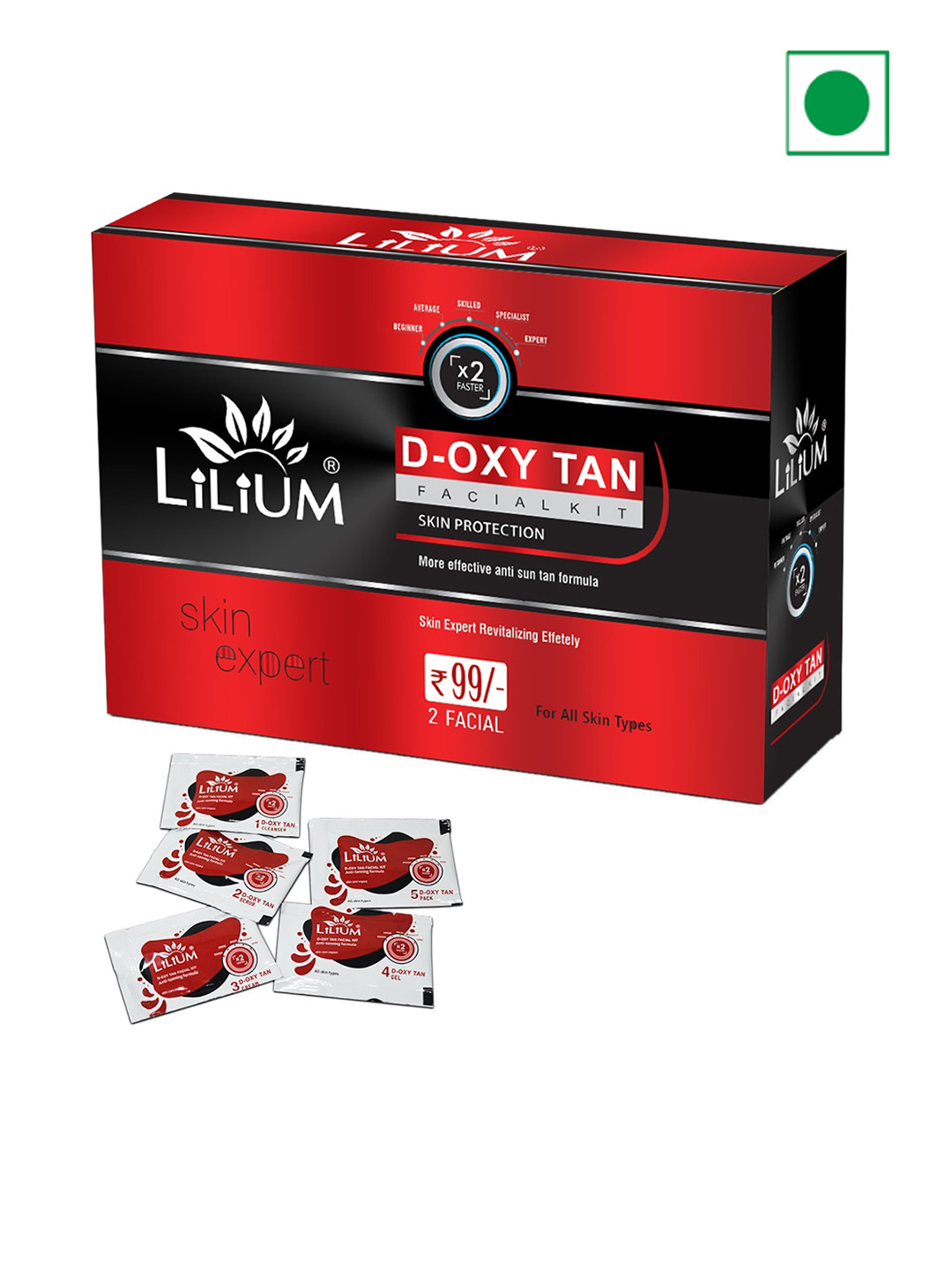 Lilium D-Oxy Tan Facial Kit For Effective Anti Sun Tan- 6g Each
