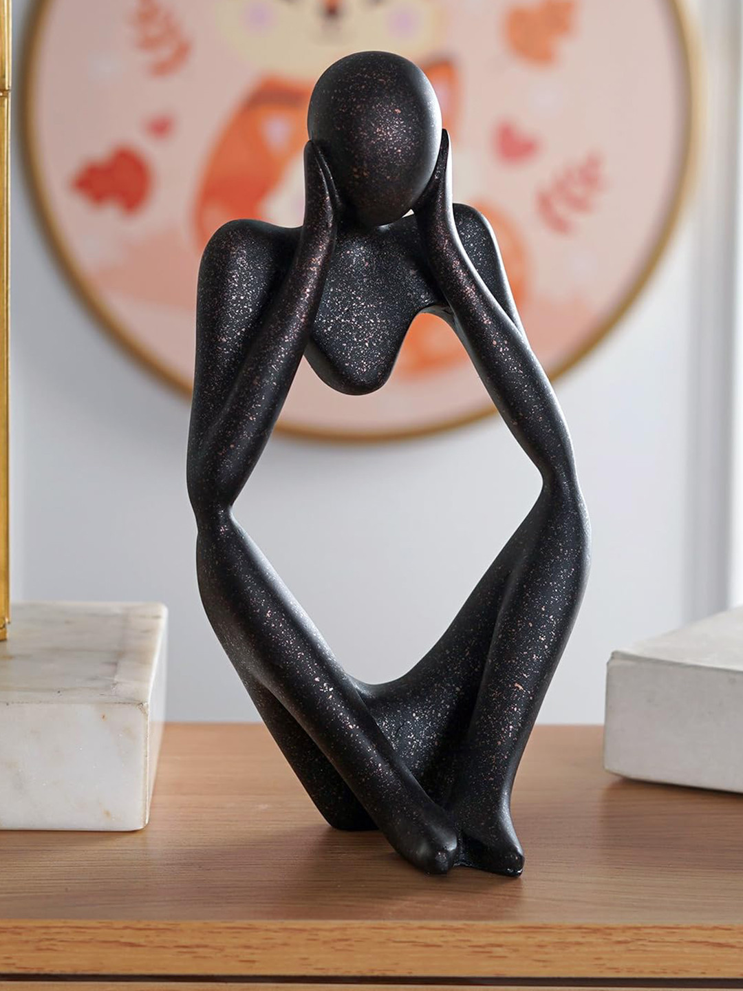 THE ARTMENT Thought Thinker Accents Bronze Polyresin Matte Home Office Medium Showpiece - 9.4 Inches