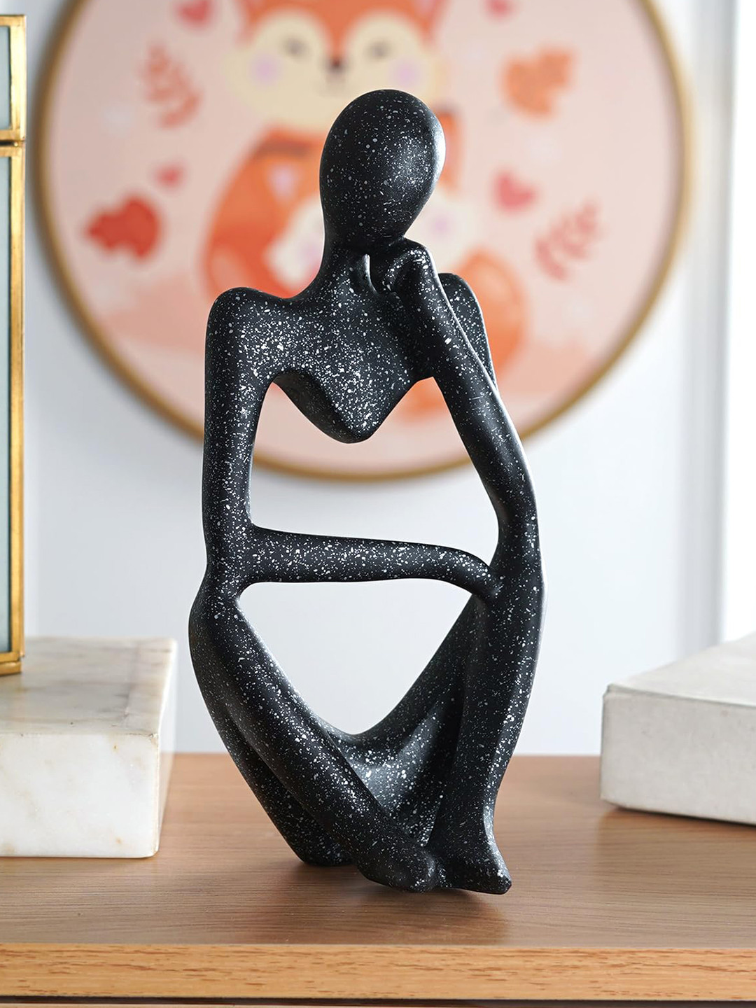 THE ARTMENT Thought Thinker Accents Silver Polyresin Matte Living Room Medium Showpiece - 4.7 Inches