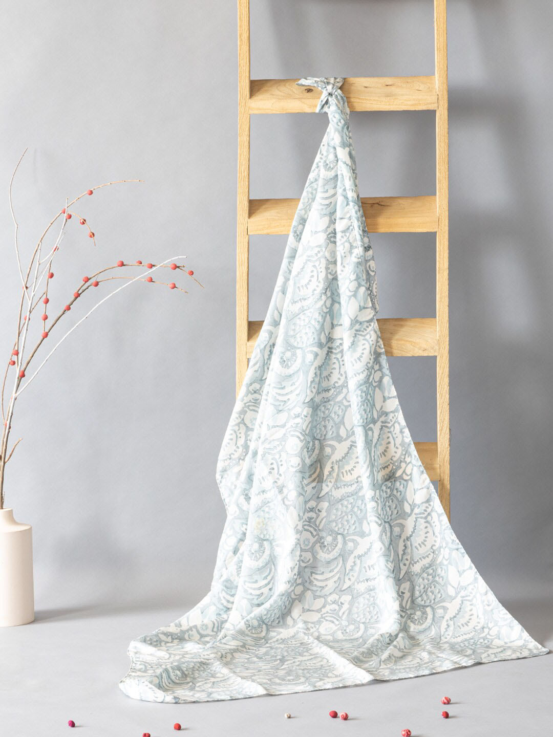 Contrast Living Floral Printed Pure Silk Scarf