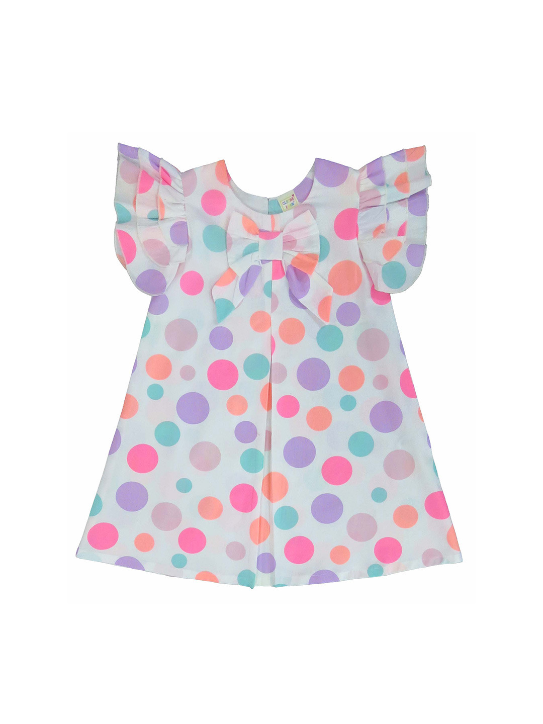 Clothe Funn Round Neck Polka Dot Printed Cotton A-Line Dress