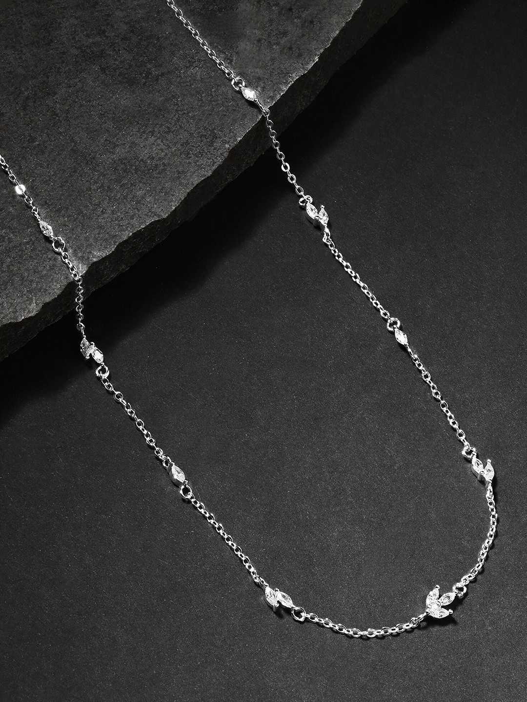 Accessorize London Women Sterling Silver Plated Cubic Zirconia Vine Collar Necklace