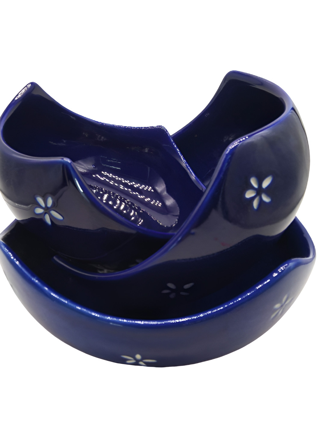 INDIA MEETS INDIA Blue and White Ceramic 3 Pieces Microwave Safe Serving Bowls