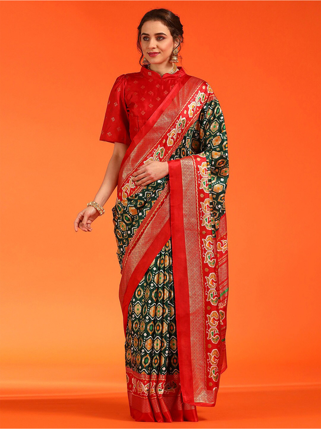 Saree mall Woven Design Zari Pochampally Sarees