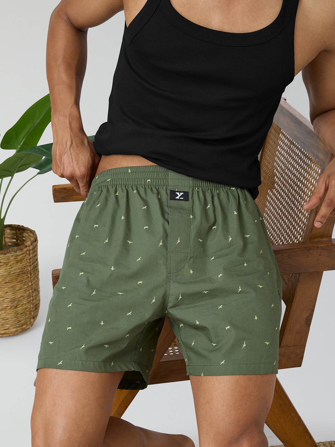 XYXX Men Printed Astor Green Super Combed Cotton Inner Boxers