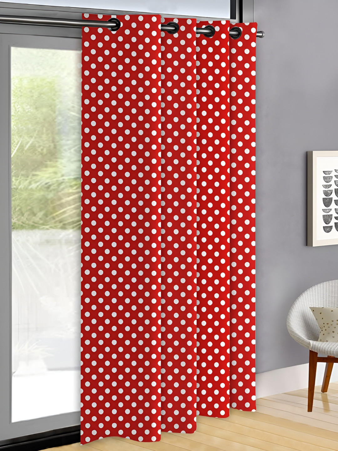OASIS Red & White Polka Dots Printed Door Curtain