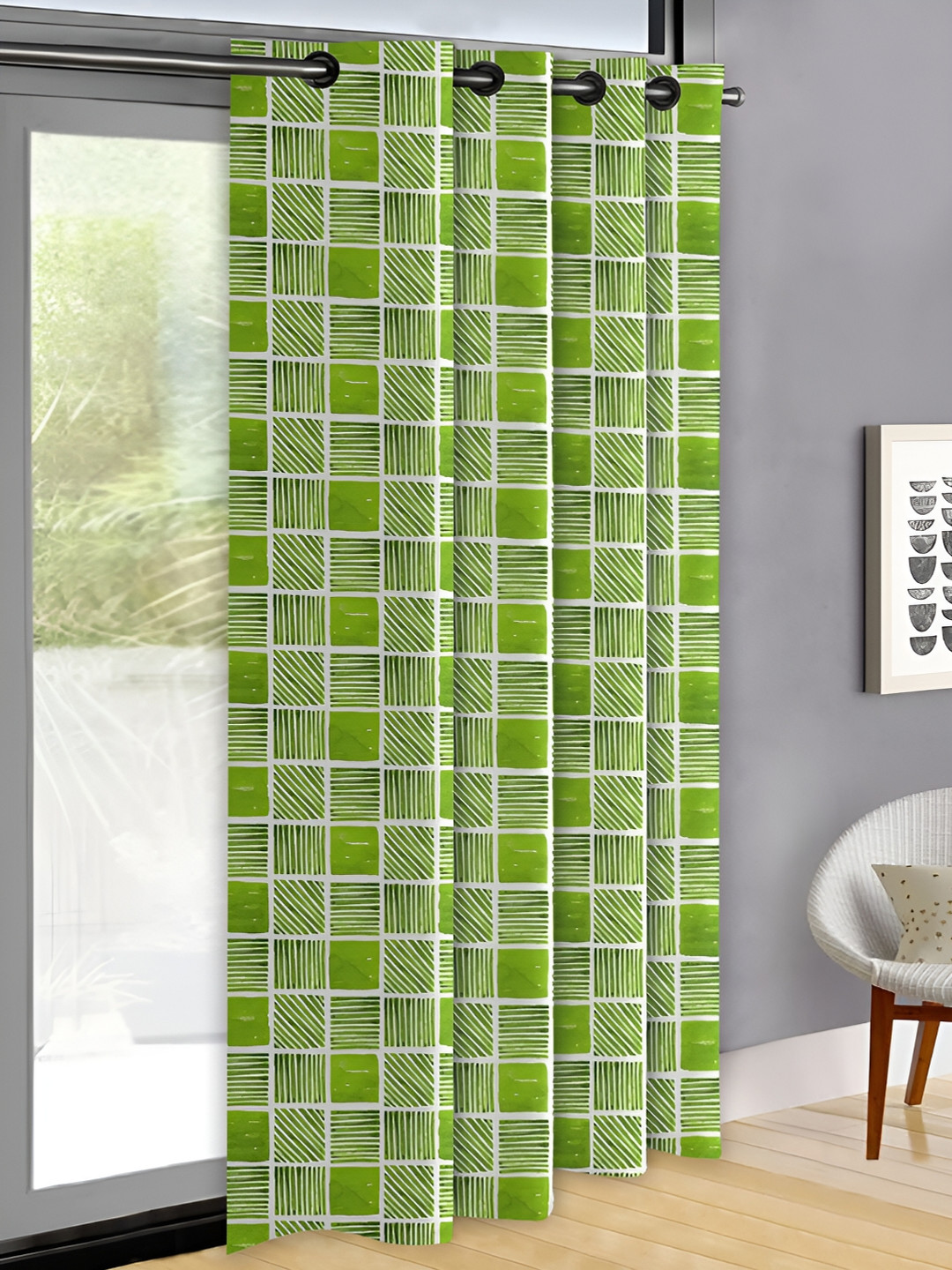 OASIS Green & White Abstract Door Curtain