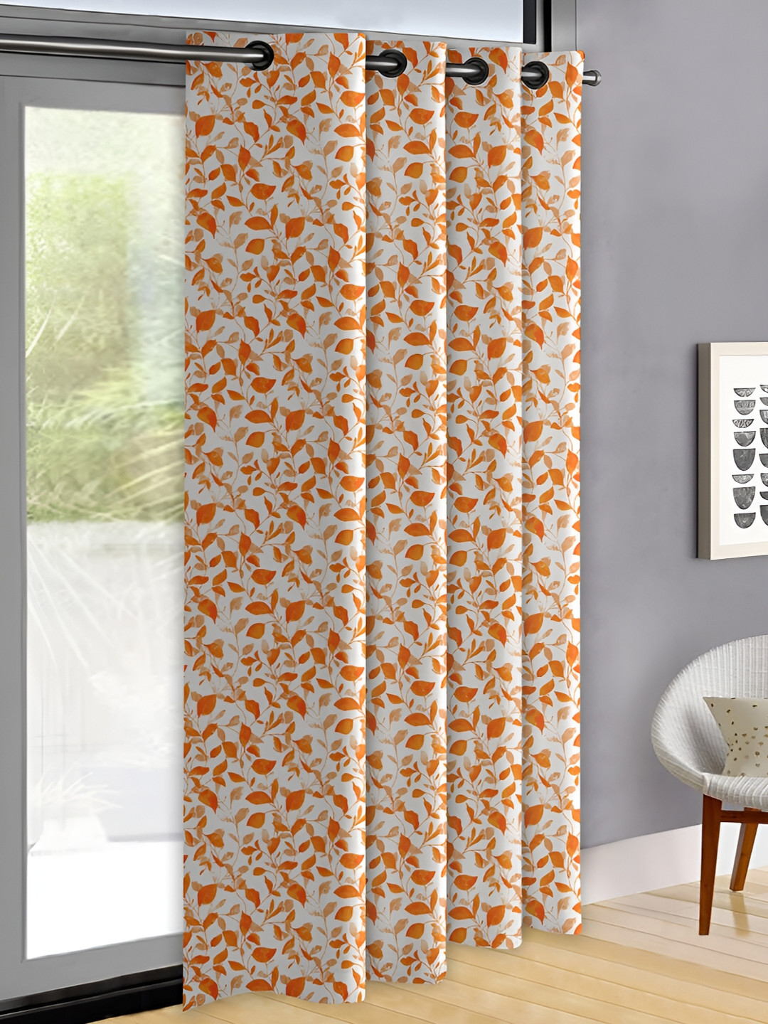 OASIS Orange & White Abstract Door Curtain