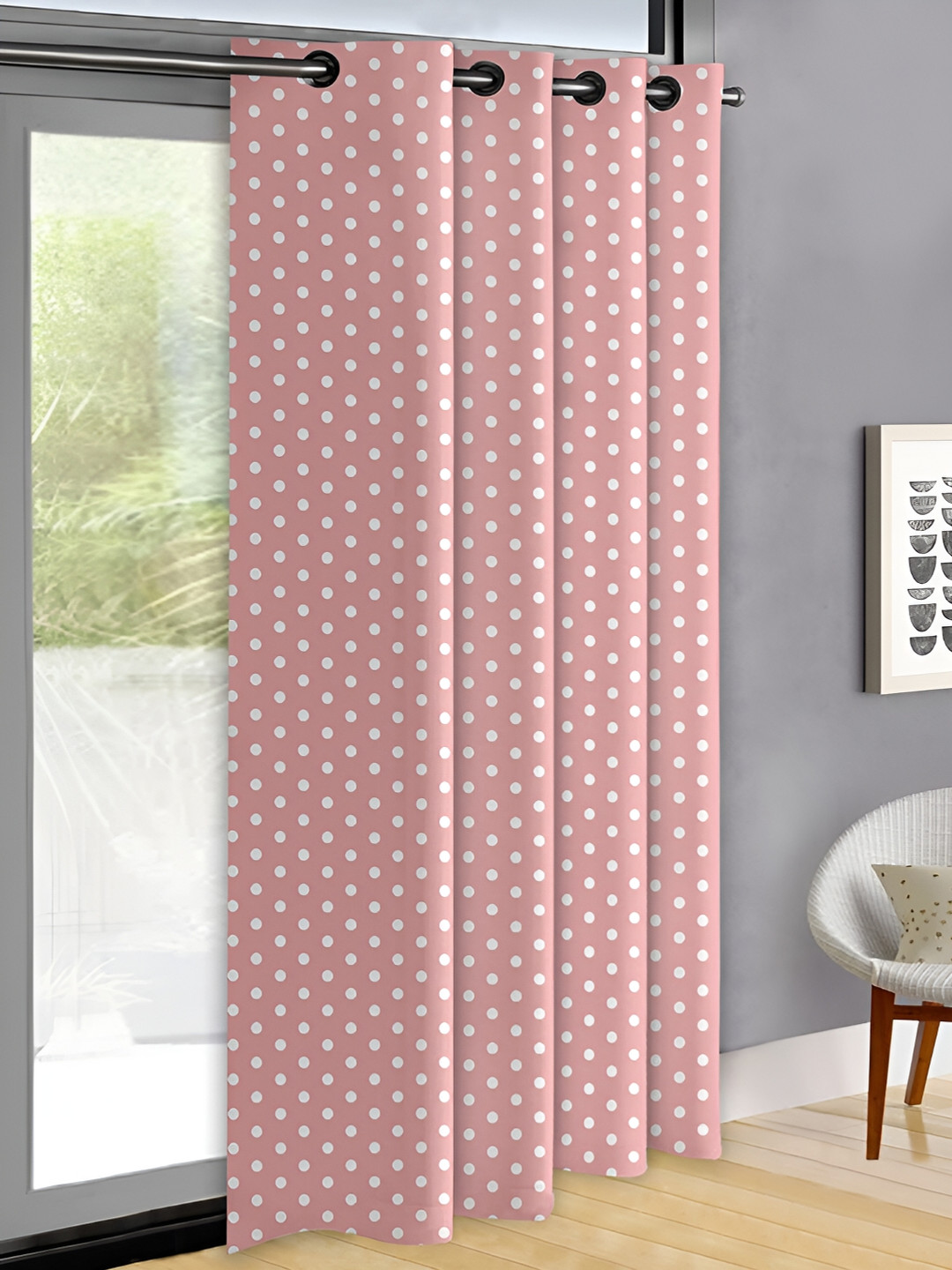 OASIS Pink & White Polka Dot Printed Door Curtain