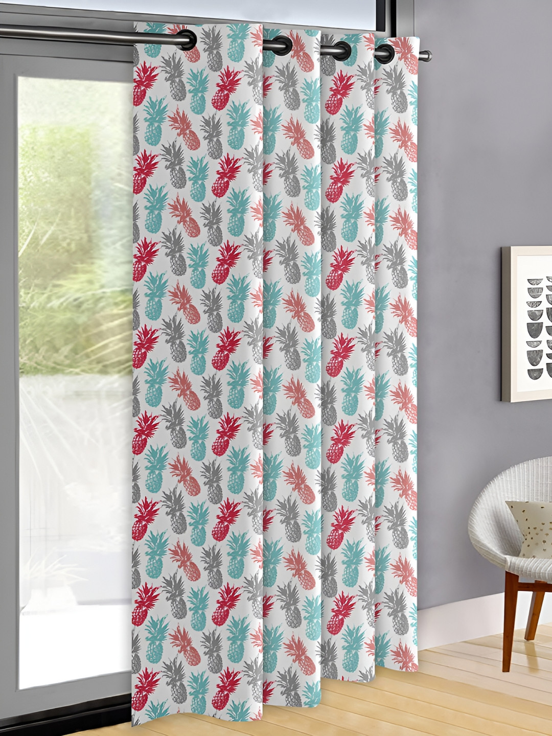 OASIS Grey & Blue Abstract Printed Door Curtain