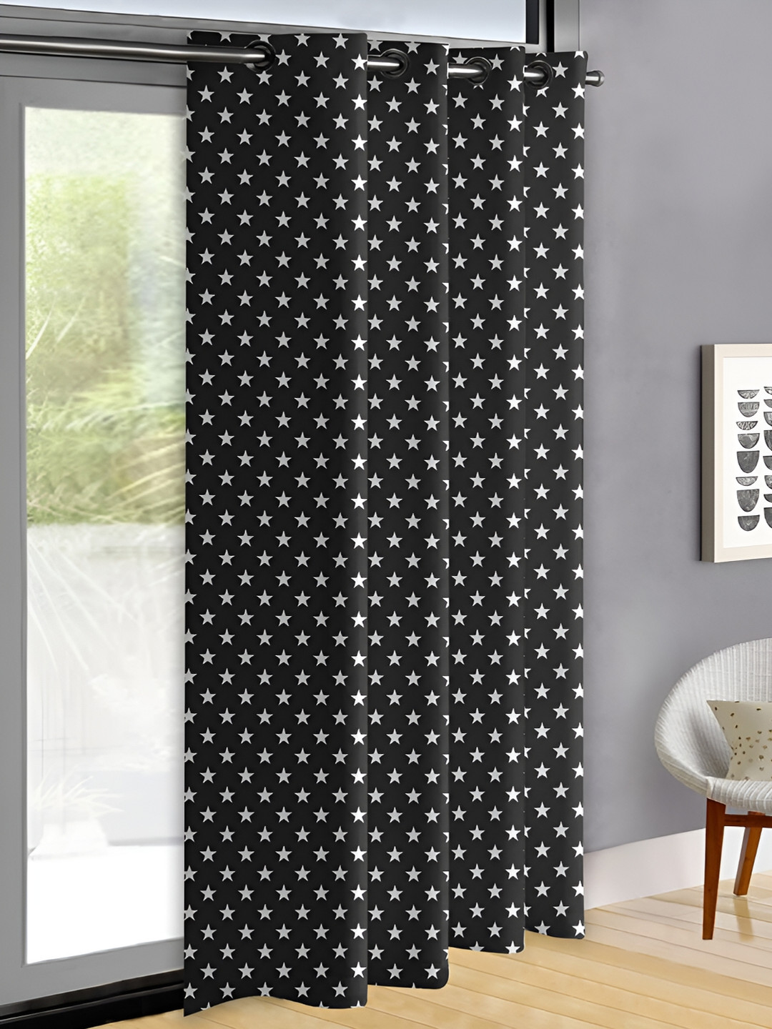 OASIS Black & White Abstract Printed Door Curtain