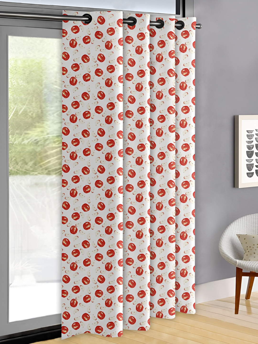 OASIS Red & White Apple Printed Door Curtain