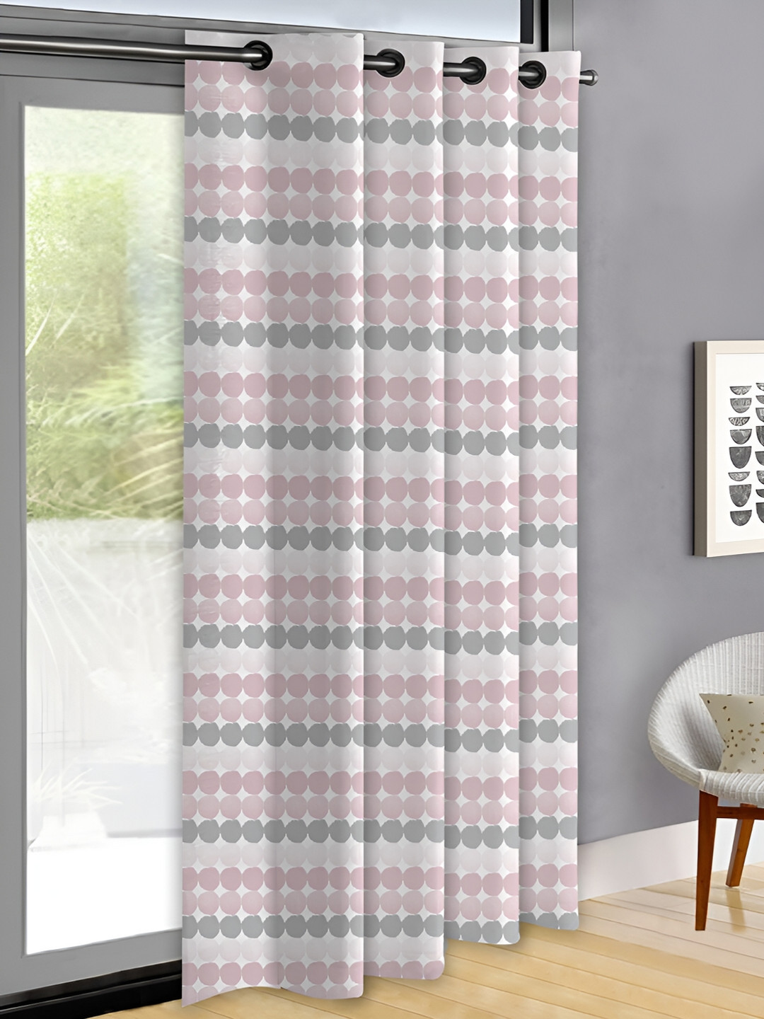 OASIS Pink & Grey Geometric Door Curtain