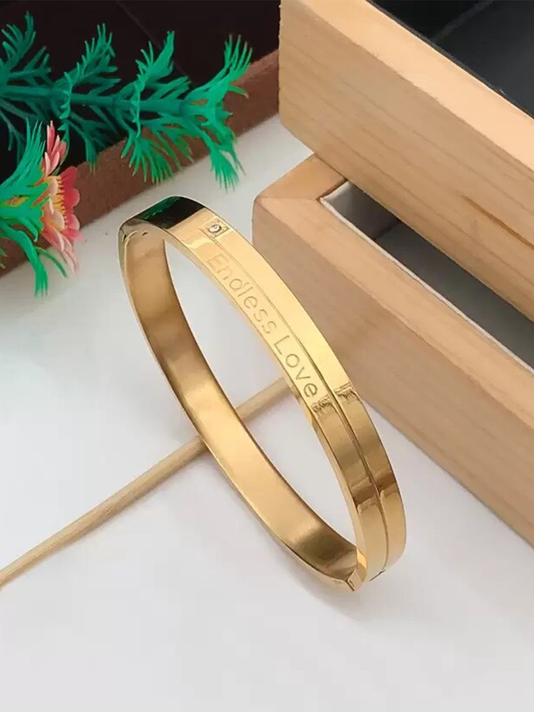 MEENAZ Men Rose Gold-Plated  American Diamond Kada Bracelet