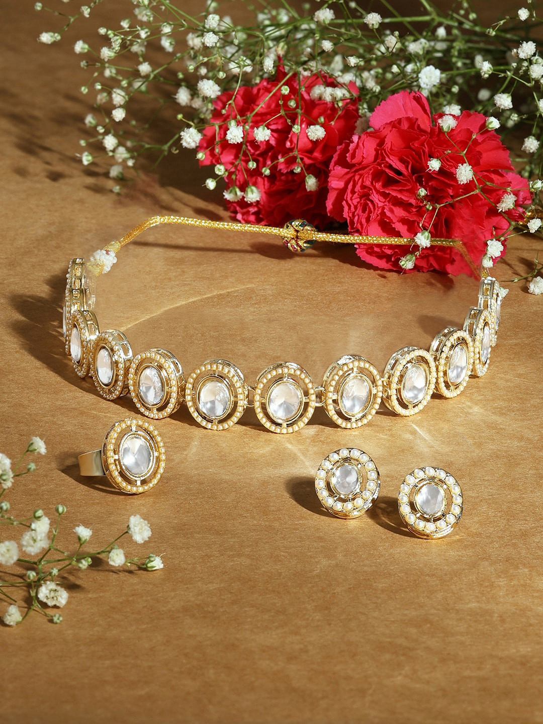 AMI Gold Plated Stone Studded Jewellery Set