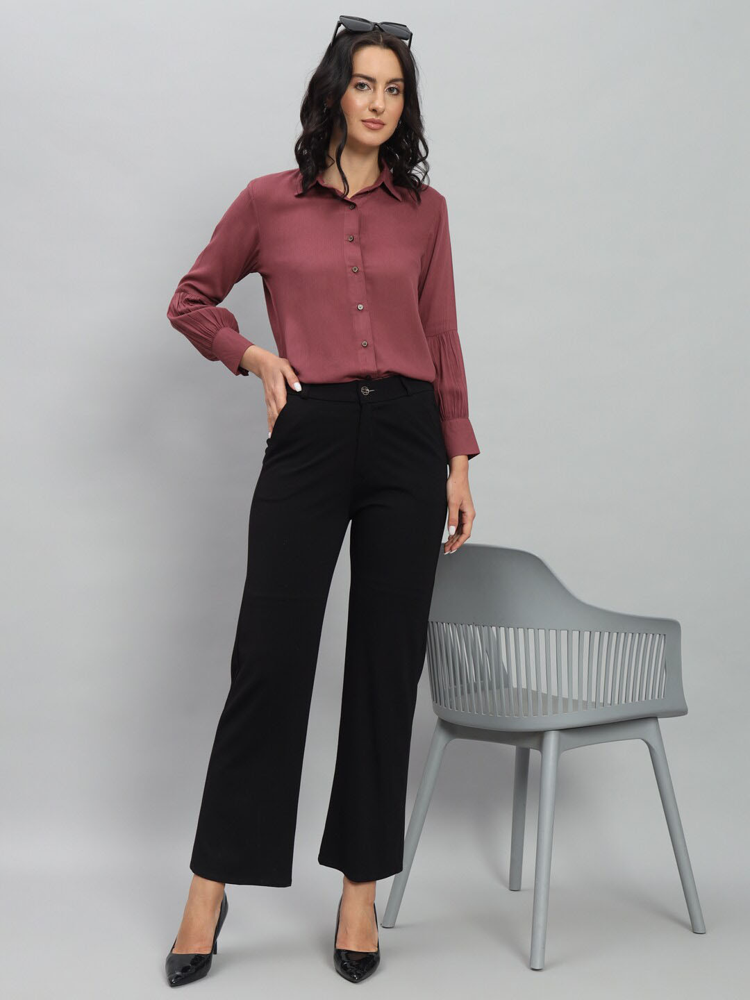 BAESD Standard Spread Collar Cuffed Sleeves Shirt