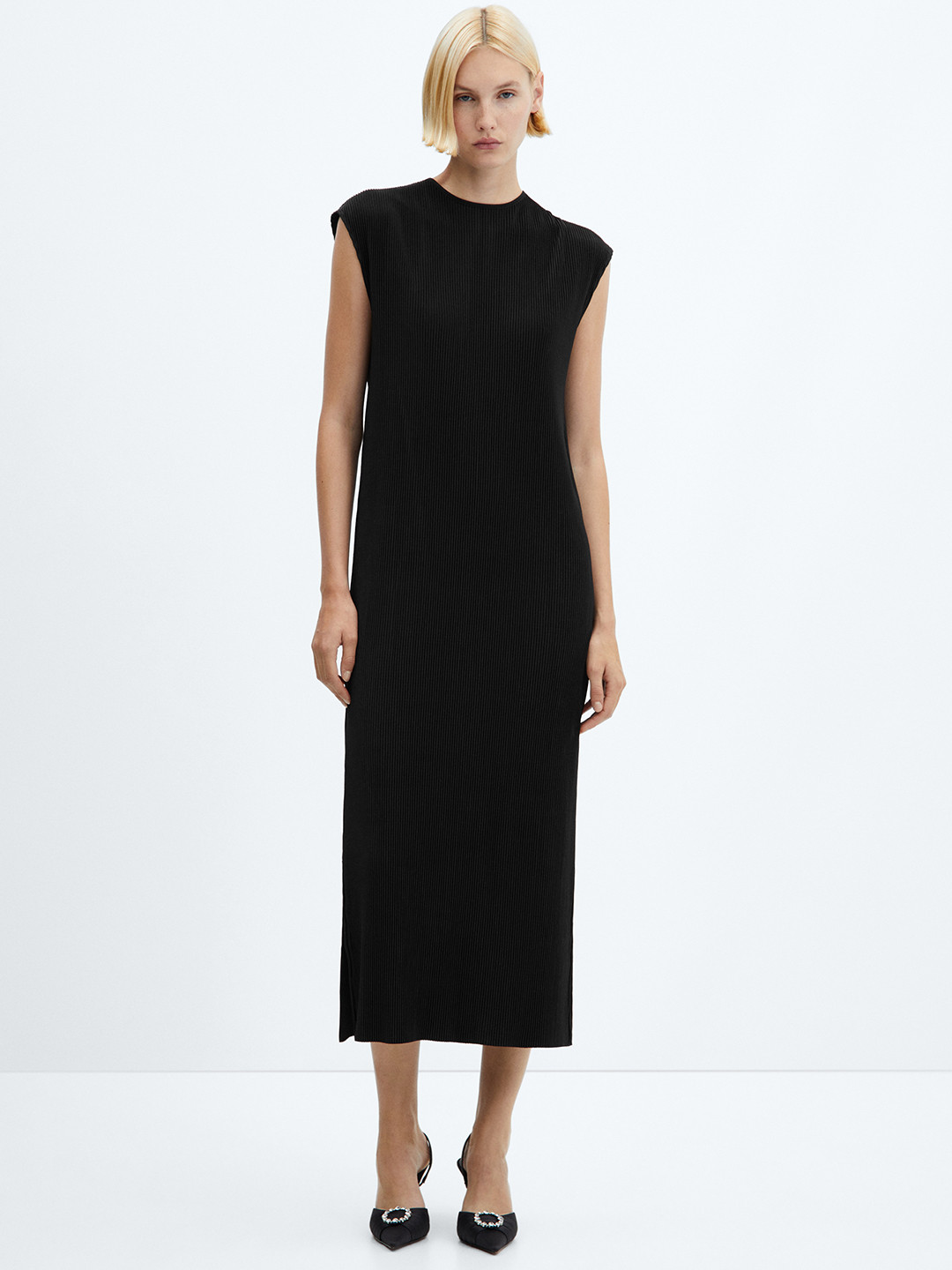 MANGO Pleated A-Line Midi Dress