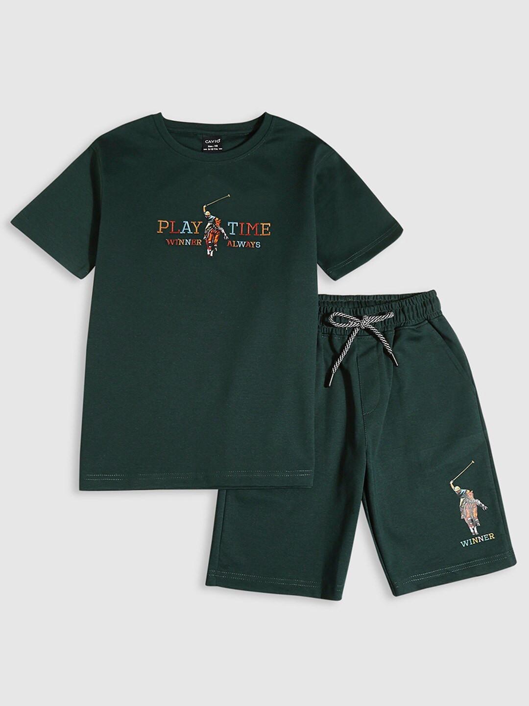 CAVIO Boys Round Neck Short Sleeves Pure Cotton T-shirt with Shorts