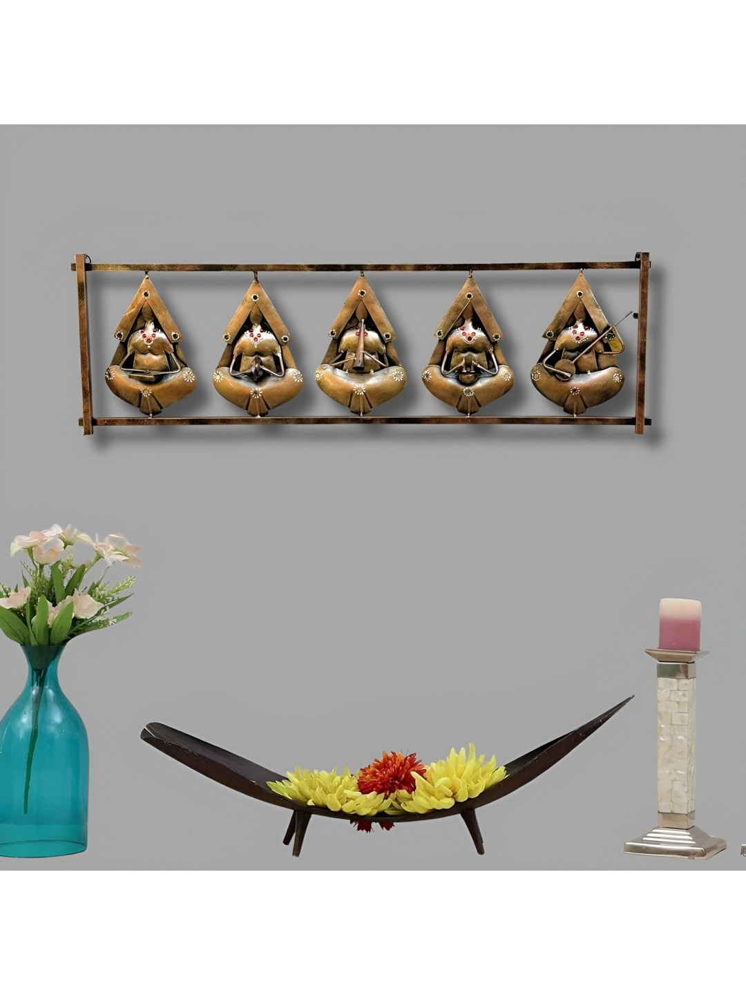 PRANJALS HOUSE Metal Ethnic Motifs Glossy Hanging Hall Wall Hangings-30In