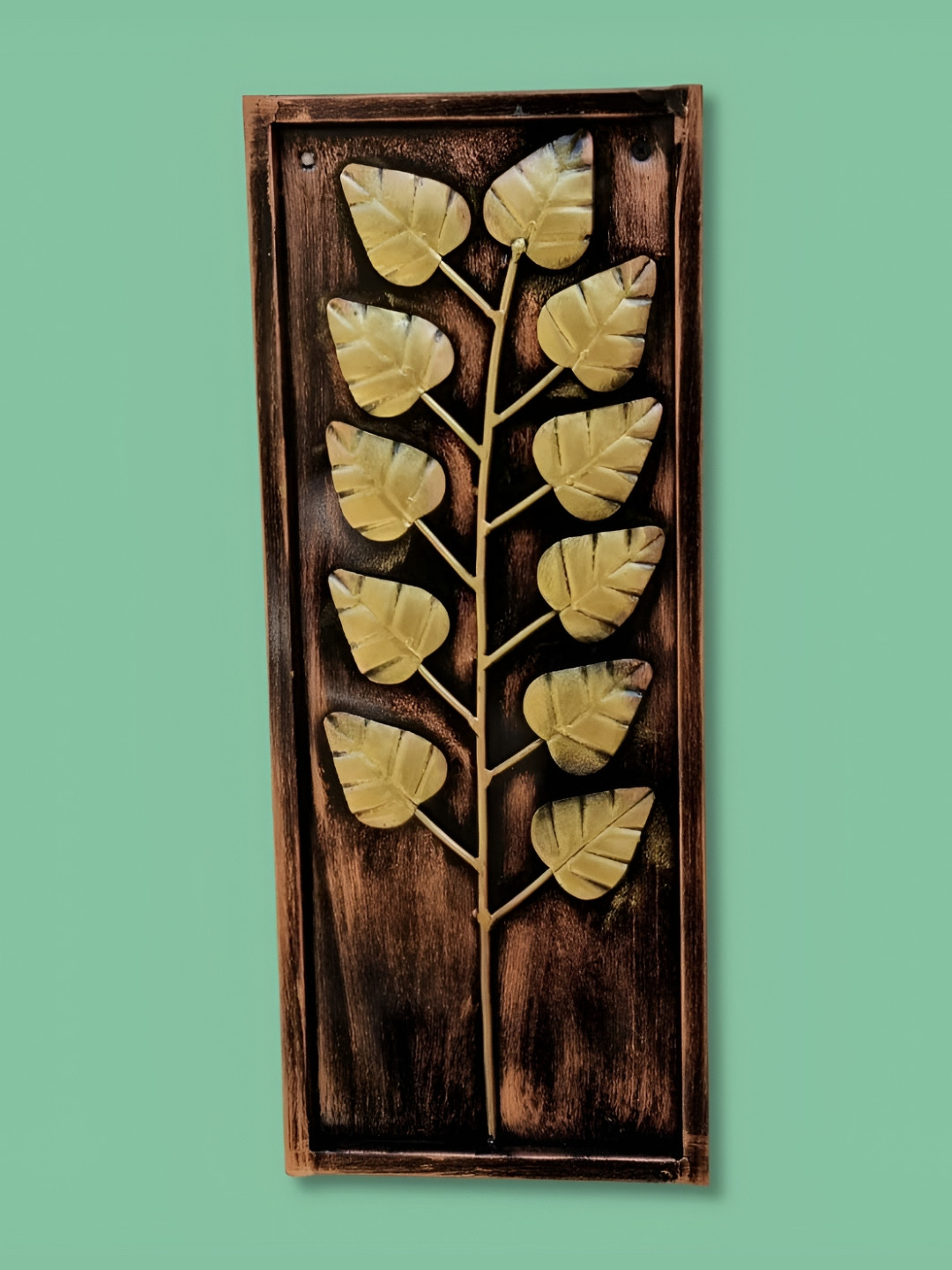 PRANJALS HOUSE Titan Leaf Decor Metal Matte Hanging Hall Wall Hangings-20In
