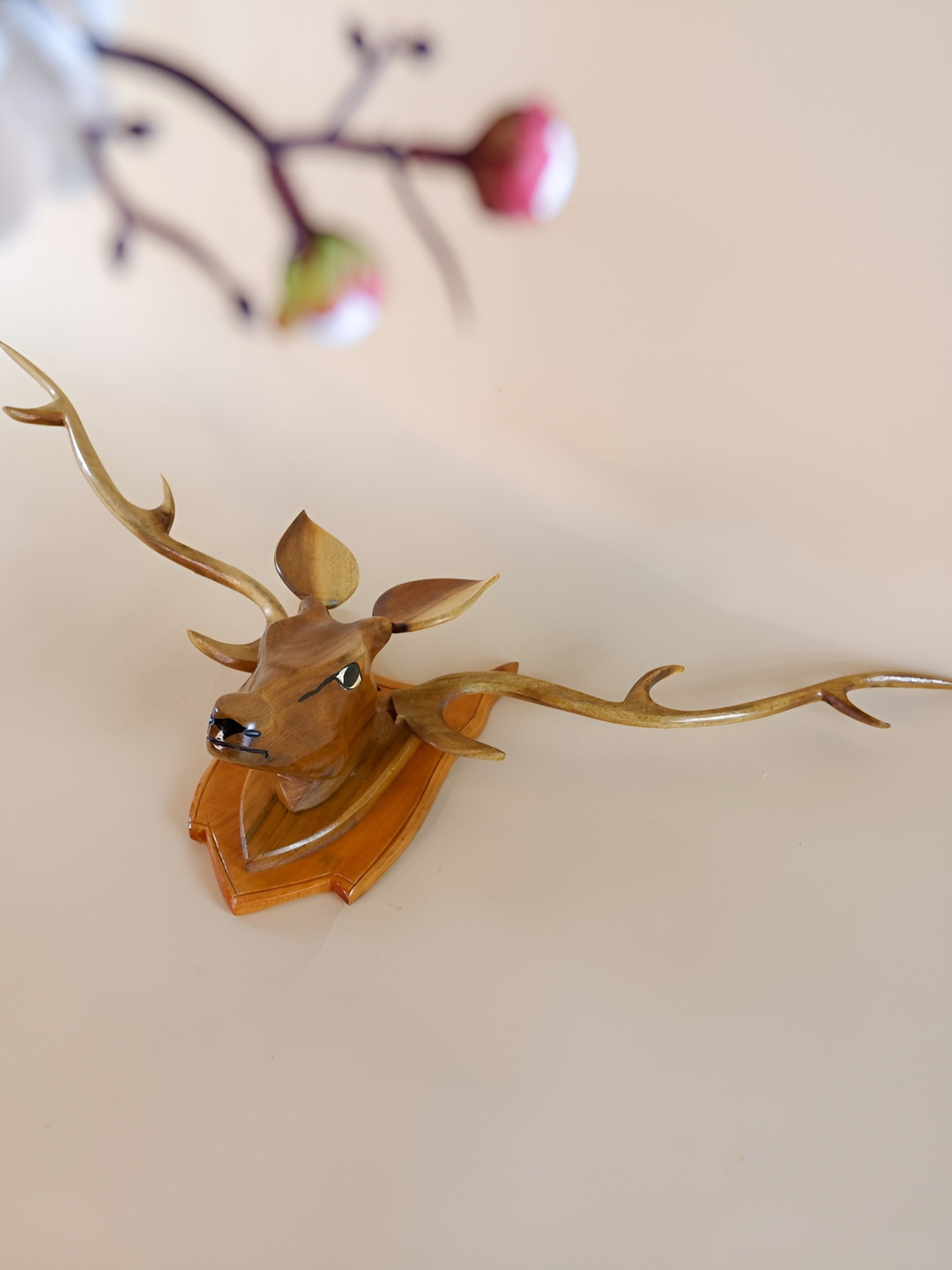 SOWPEACE Deer Head Wood Antique Hanging Hall Wall Hangings-6.7In