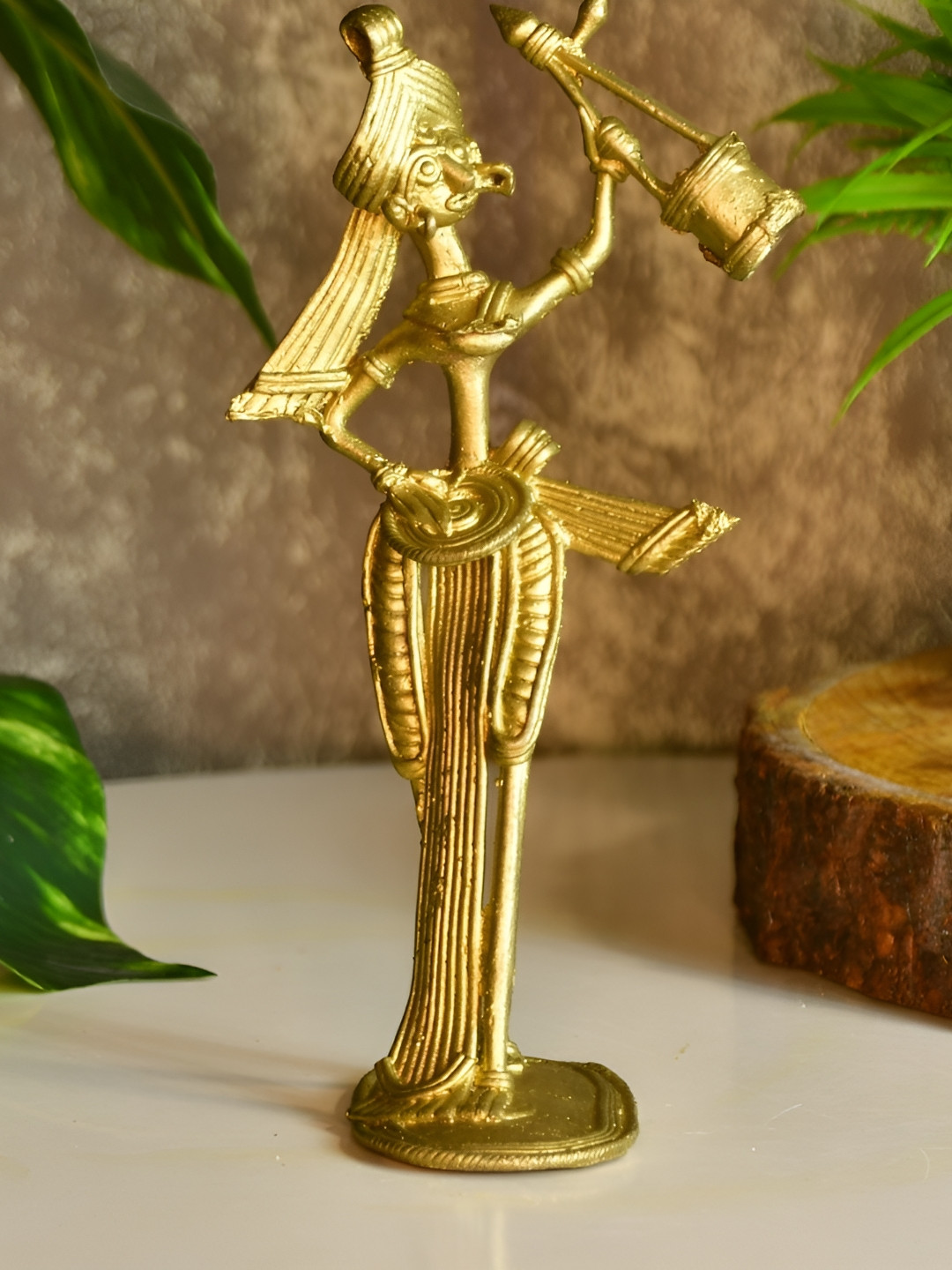 SOWPEACE Dokra Boul Gold Brass Metallic Living Room Medium Showpiece - 6.9 Inches