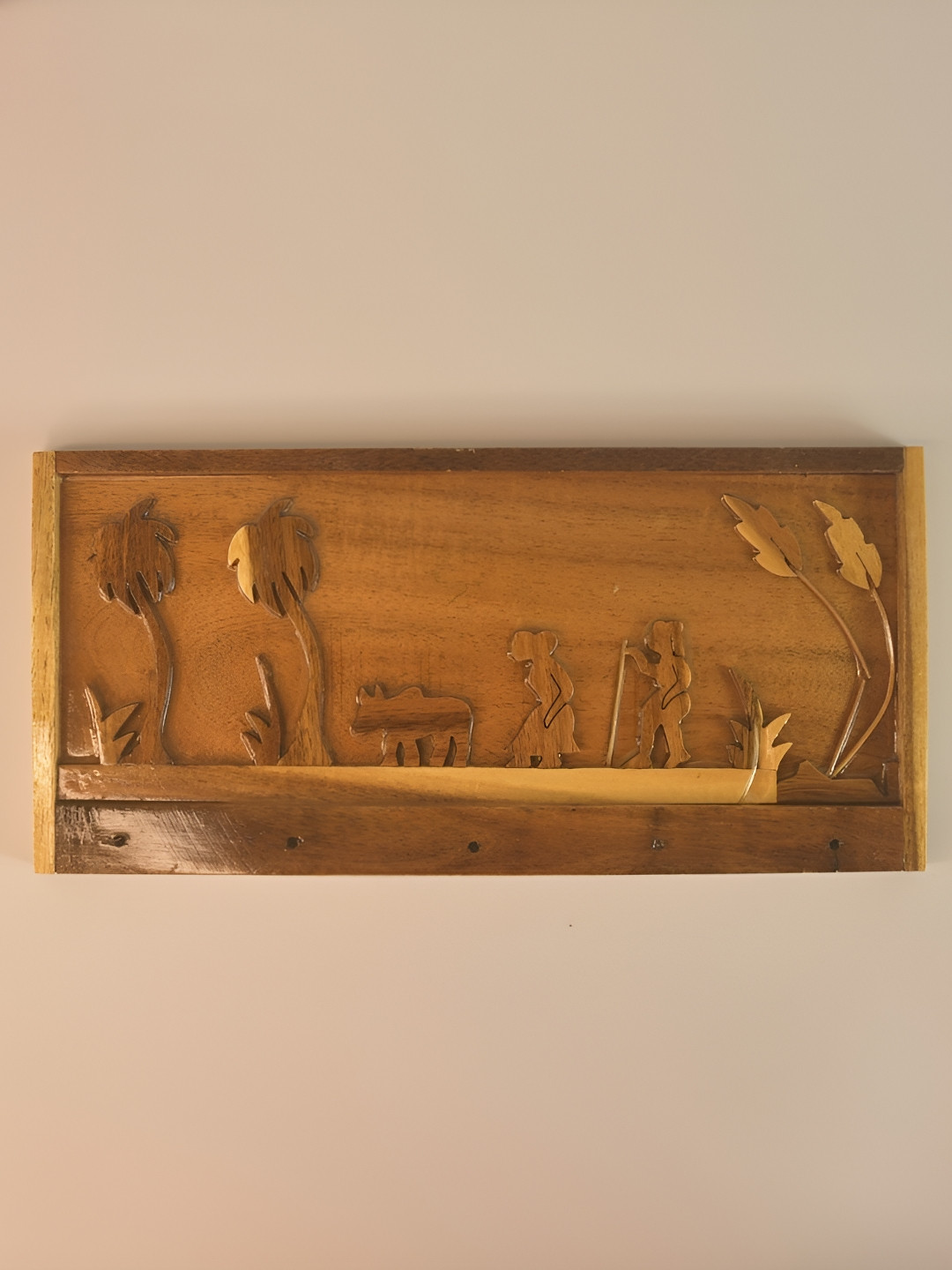 SOWPEACE Brown Printed Wooden Landscape Key holder