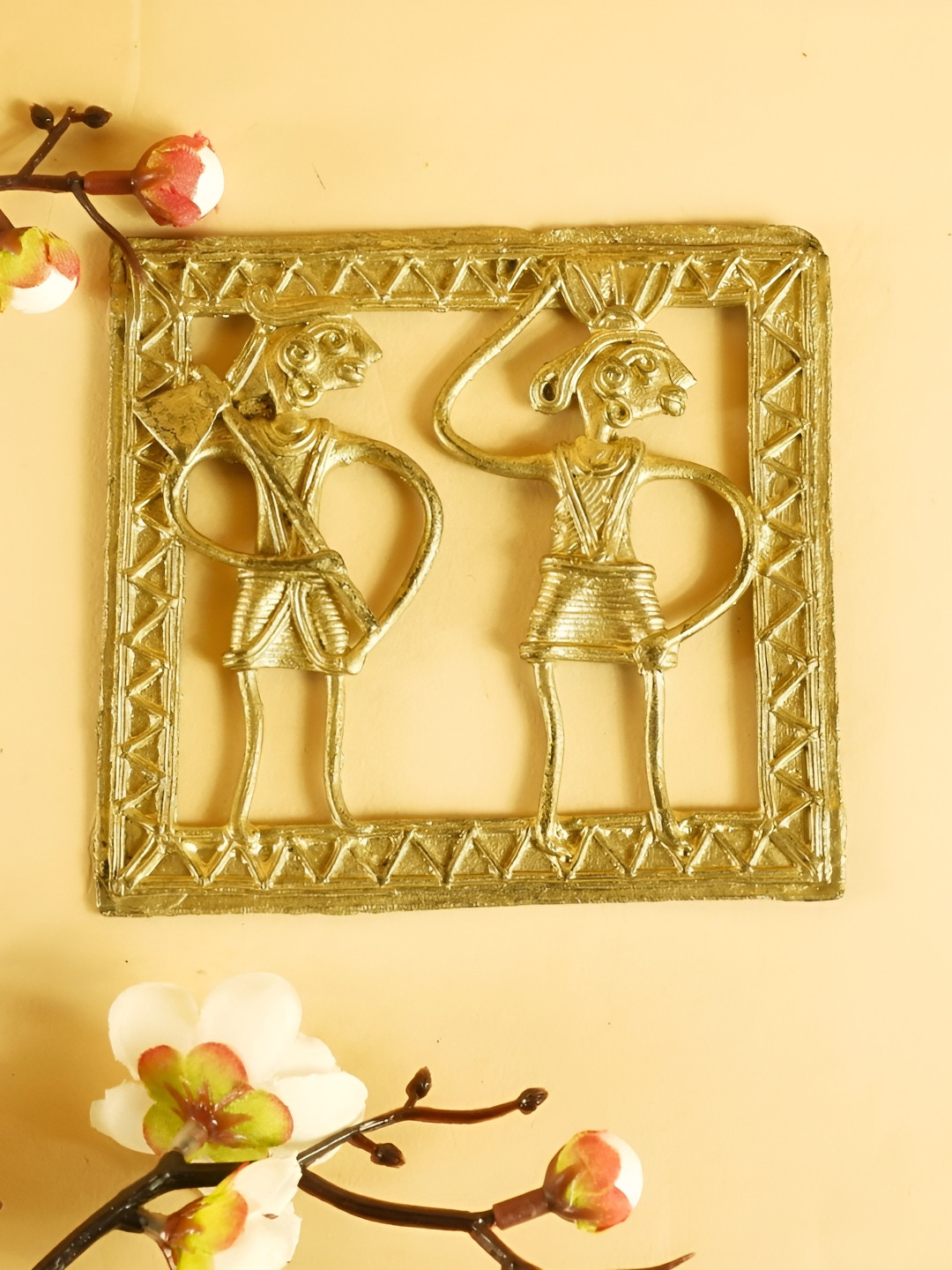 SOWPEACE Brass Ethnic Motifs Glossy Hanging Hall Wall Hangings-3.9In