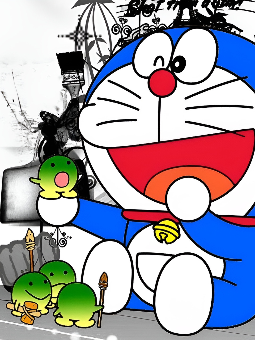 Wallpics Blue & White Cartoon Character Waterproof Wall Poster