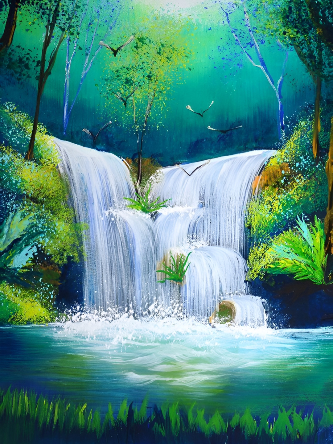 Wallpics Blue & Green Wall Poster