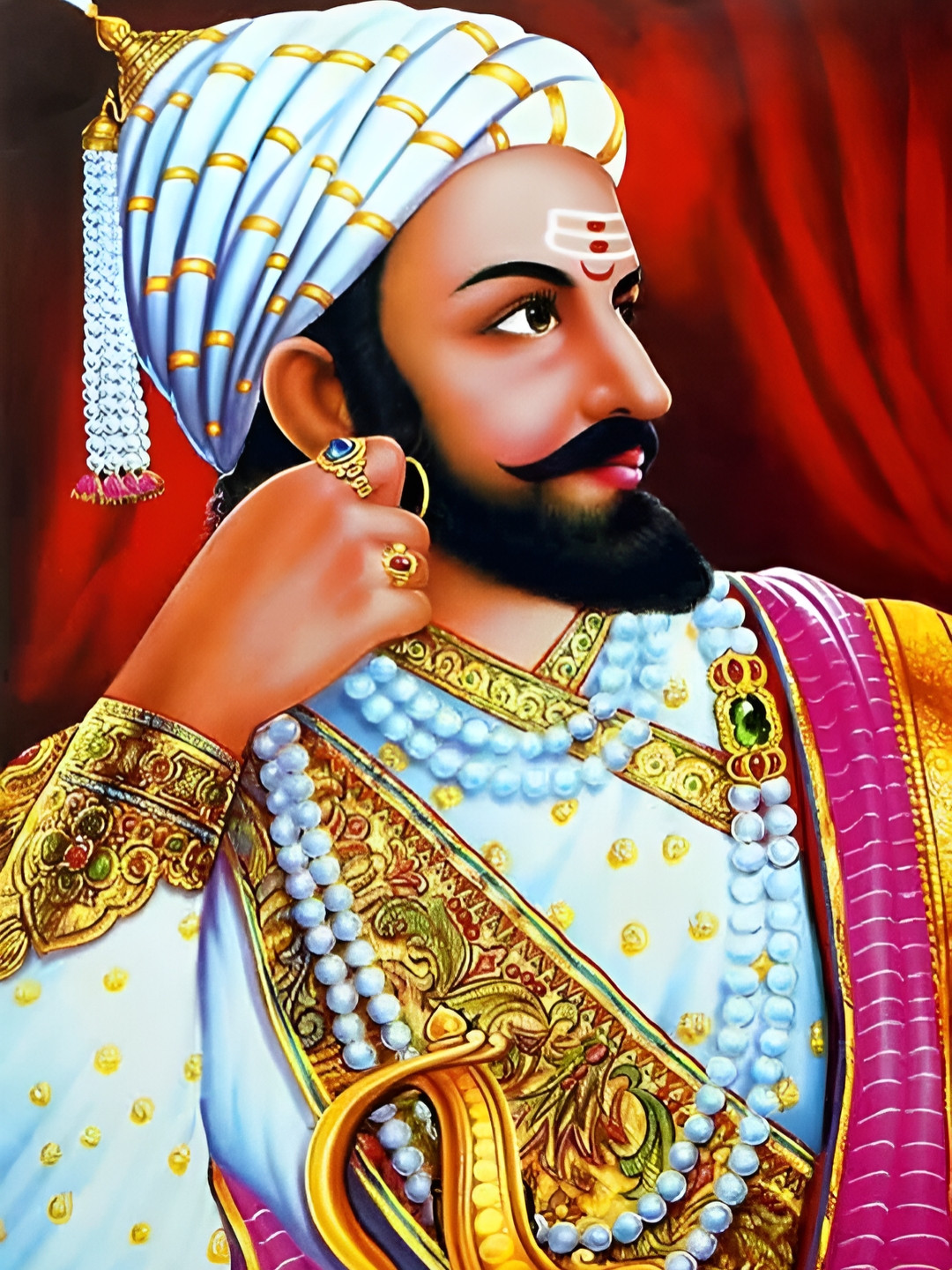 Wallpics Blue & Pink Chatrapati Shivaji Maharaj Printed Waterproof  Wall Poster